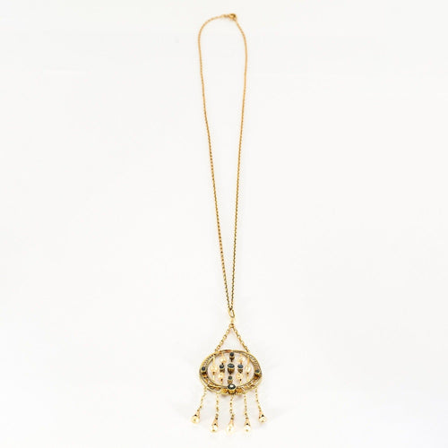 Collier Collier orientaliste en or jaune, perles de semences et saphirs 58 Facettes 58FC24