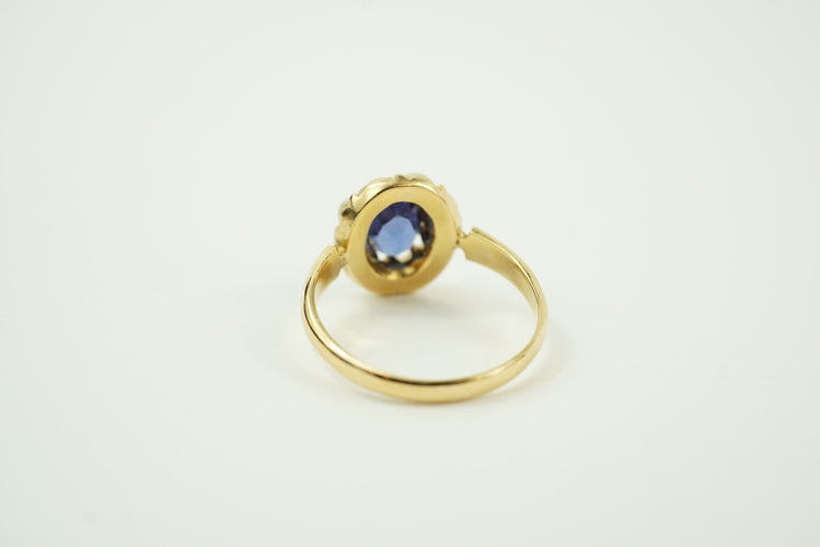 Bague 51 Bague marguerite or jaune, saphir et perles 58 Facettes SQ9850772