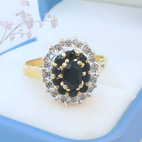 Bague 63.5 Bague marguerite Saphirs et Diamants Or 18 K 58 Facettes AA 1727