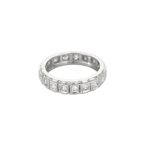 Bague 49 Alliance américaine diamants 0,95 ct en or blanc 58 Facettes LMB-294