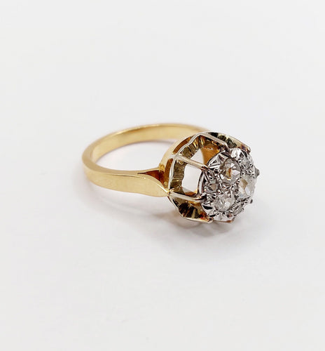 Bague 52.5 Bague dôme Art Déco or rose et diamants taille ancienne (circa 1950) 58 Facettes A06061