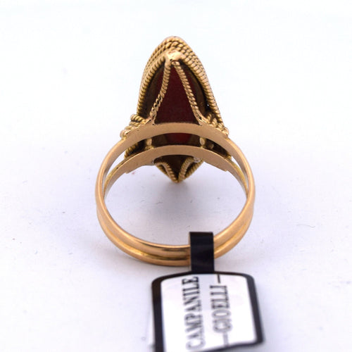 Bague 57 Bague corail en or jaune 58 Facettes