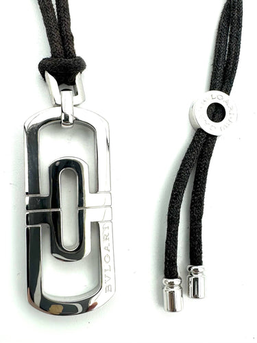 Collier BVLGARI. Collection "Parentesi", collier or blanc 18K 58 Facettes