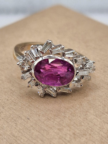 Bague Bague en or blanc avec rubis et diamants baguette 58 Facettes