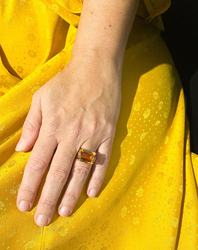 Bague Bague cocktail saphir jaune 58 Facettes