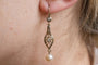 Boucles d'oreilles Boucles d’oreilles pendantes vintage en or jaune et or blanc, perles et diamants 58 Facettes 11706