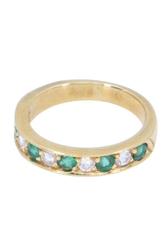 Bague 52 Demi alliance émeraudes et diamants 58 Facettes 088081