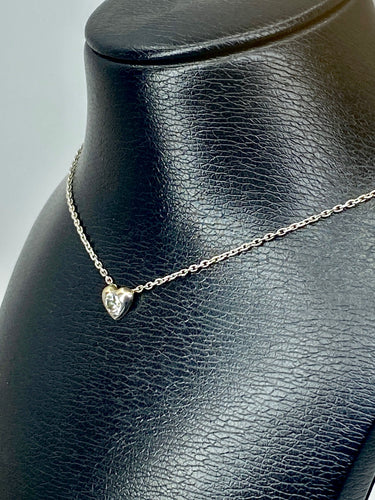Collier Pendentif coeur et sa chaîne en or blanc, diamant 0,20 carat 58 Facettes AB626