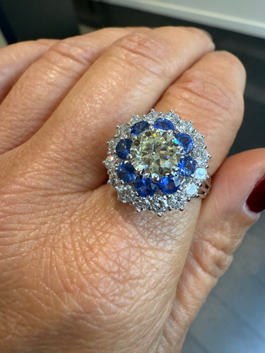 Bague 66 Bague Marguerite Or blanc - Saphirs et Diamants 58 Facettes 1.0000422/4
