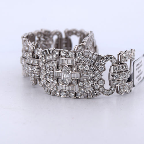 Bracelet Bracciale stile art déco en platine et diamants 58 Facettes
