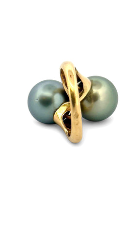 Bague 53 Bague en or jaune toi et moi perles de Tahiti 58 Facettes