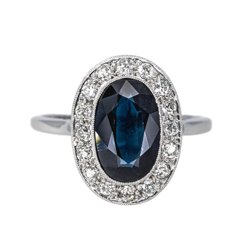 Bague 53 Bague Pompadour  Or blanc, Platine Saphir, Diamant 58 Facettes 4555742RV