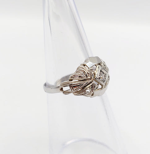 Bague Art Déco or blanc, diamant et monture géométrique 58 Facettes A05884