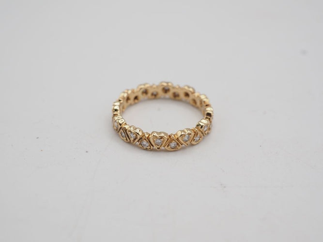 Bague 53 Alliance tour complet or jaune diamants 58 Facettes