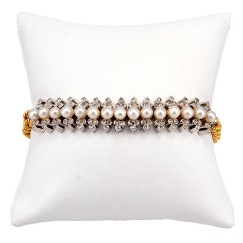 Bracelet Bracelet Napoléon III or jaune, perles et diamants 58 Facettes 34000002