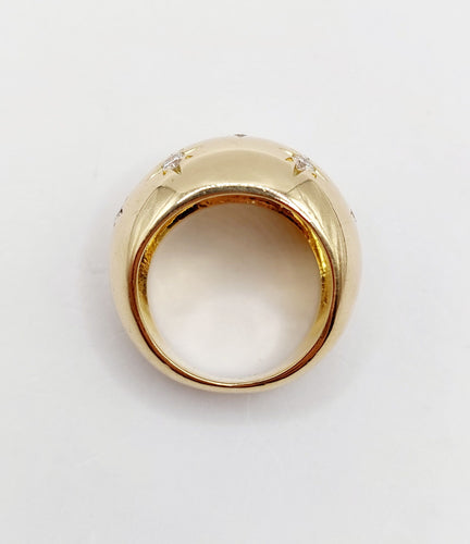 Bague 43.5 Bague bombé dôme or 18k diamant taille brillants en serti étoilé (circa 1950) 58 Facettes A05072