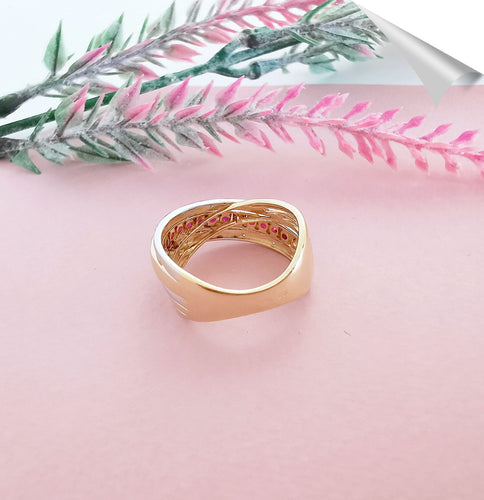 Bague 56 Bague Croisée Rubis Diamants 58 Facettes AA 1568