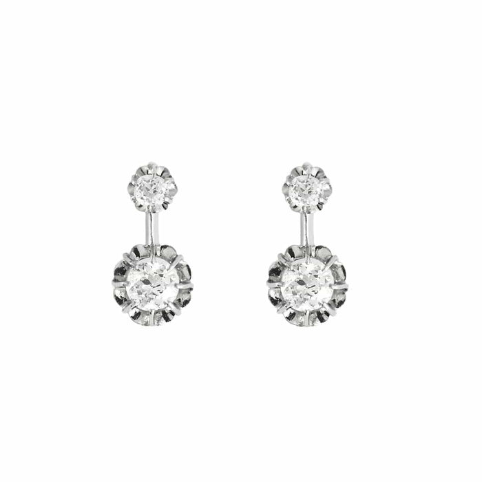 Boucles d’oreilles Dormeuses Platine et Diamants 1ct