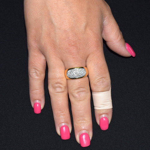 Bague 61 Bague cocktail en or jaune sertie de diamants - années 1950 58 Facettes