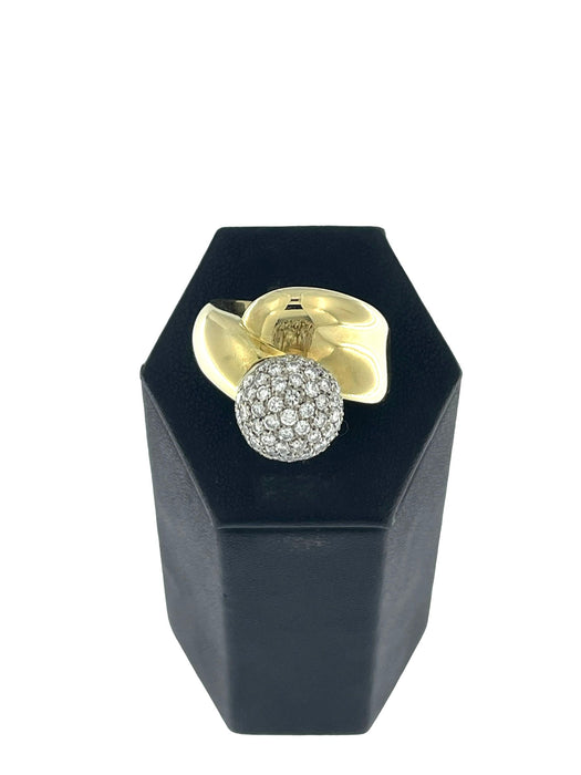 Bague 55.5 Bague rétro or jaune avec diamants 58 Facettes