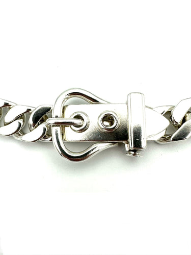 Collier HERMES. Collection "Boucle sellier", collier vintage en argent 58 Facettes