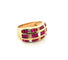 Bague en or jaune massif 18 carats avec rubis et diamants