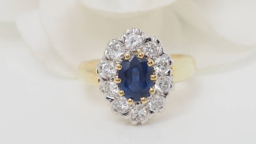 Bague 52 Bague Pompadour en or jaune, saphir et diamants 58 Facettes 32521