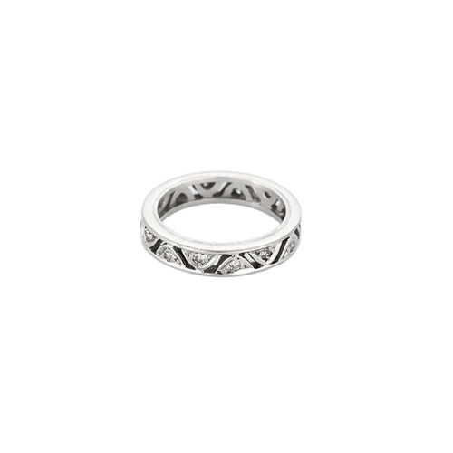 Bague 47 Alliance en or gris et diamants 58 Facettes DRE16062