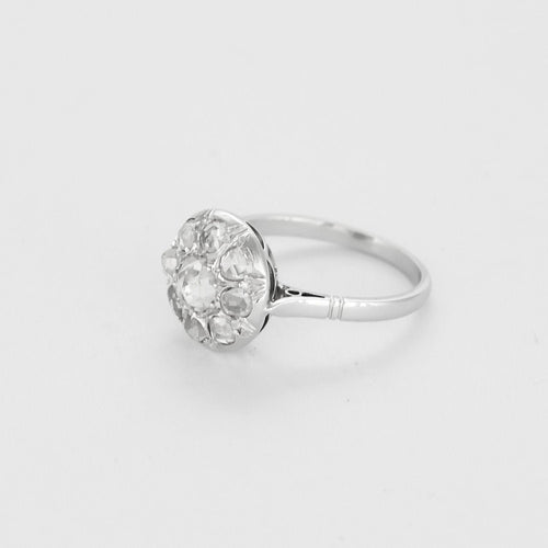 Bague 53 Bague en or gris et diamants taillés en rose 58 Facettes CAN1533X2