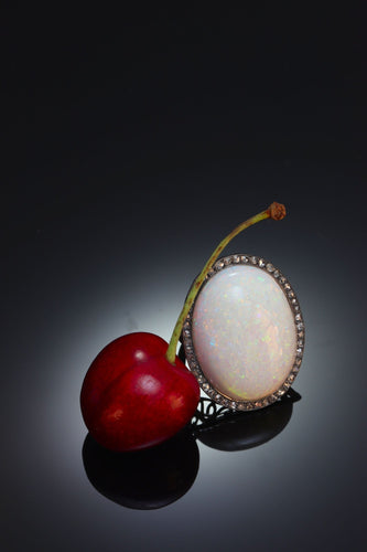 Bague 58 Un héritage enchanteur : une bague victorienne des années 1920 avec opale et diamant rose 58 Facettes 21224-0615