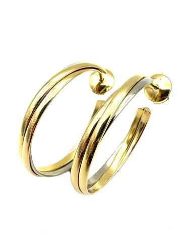 Boucles d'oreilles CARTIER. Collection "Trinity", créoles 3 ors 18K 58 Facettes