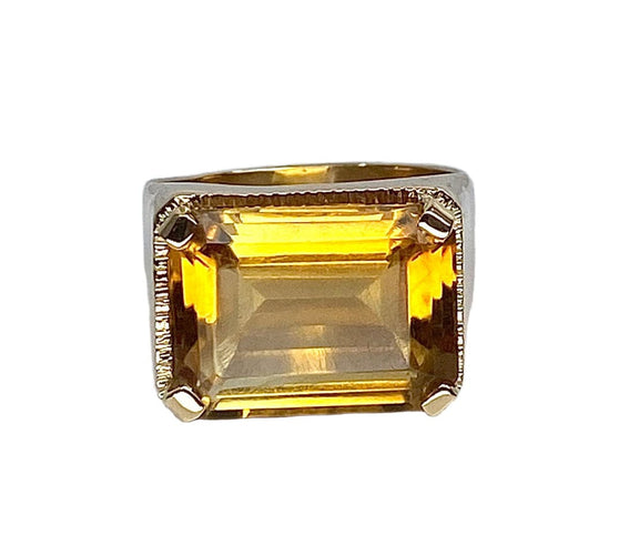 Bague 56 Bague en or jaune, topaze jaune 58 Facettes AB612