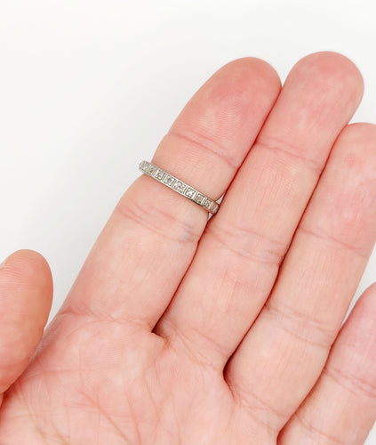 Bague 54 Alliance américaine art deco Palladium et diamants 58 Facettes A06021