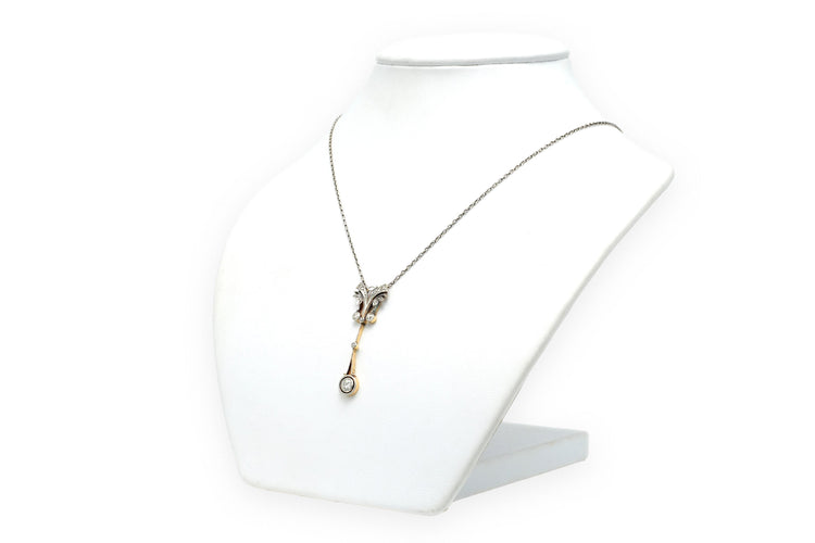 Collier Collier Art Déco or jaune et argent diamants 58 Facettes 22729