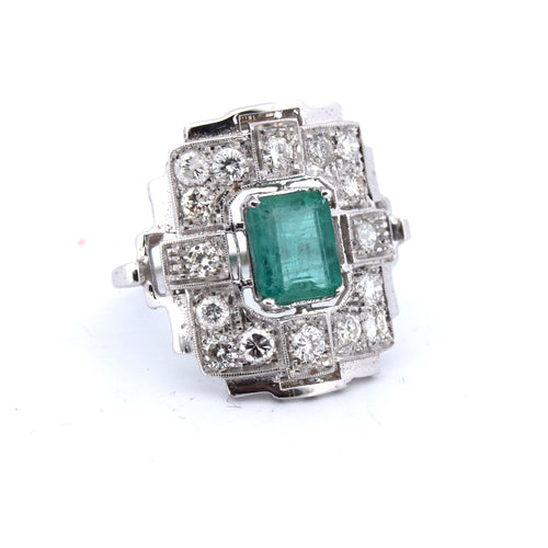 Bague 54 Bague Art Déco or émeraude diamants 58 Facettes