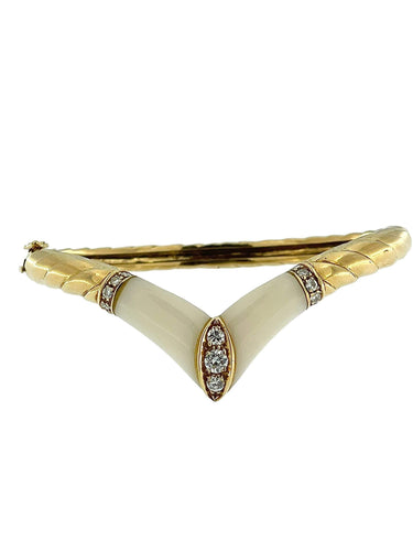 Ensemble bracelet et bague or jaune certifié HRD et diamants