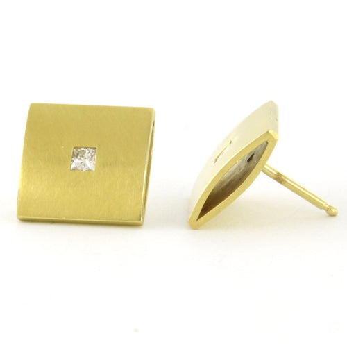 Boucles d'oreilles Boucles d'oreilles en or jaune serties de diamants taille princesse 58 Facettes
