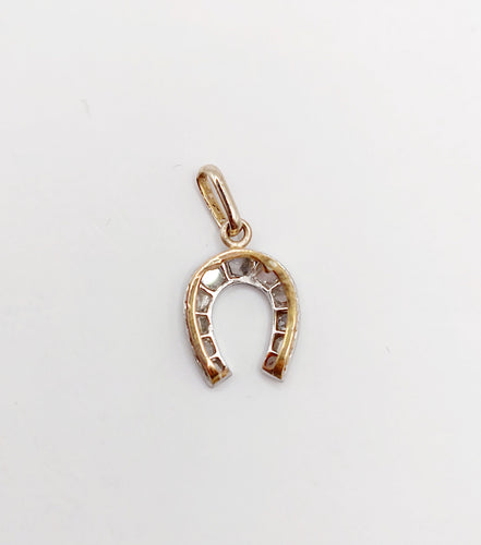 Pendentif antique fer à cheval or 18k diamants taille roses (circa 1900)