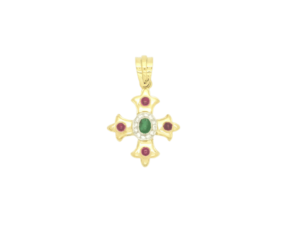Pendentif Pendentif croix en or jaune et pierre précieuse 58 Facettes 8373