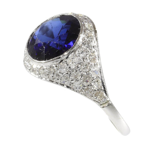 Bague 55 Bague saphir et diamant d'inspiration Art déco des années 1950 : une pièce audacieuse et affirmée 58 Facettes 24332-0063