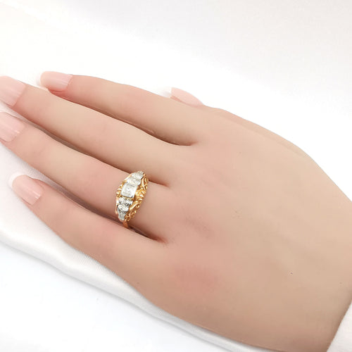 Bague vintage en or jaune & diamants