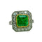 Bague 54 Bague en platine avec émeraude centrale et halo de diamants – Style vintage 58 Facettes 50329