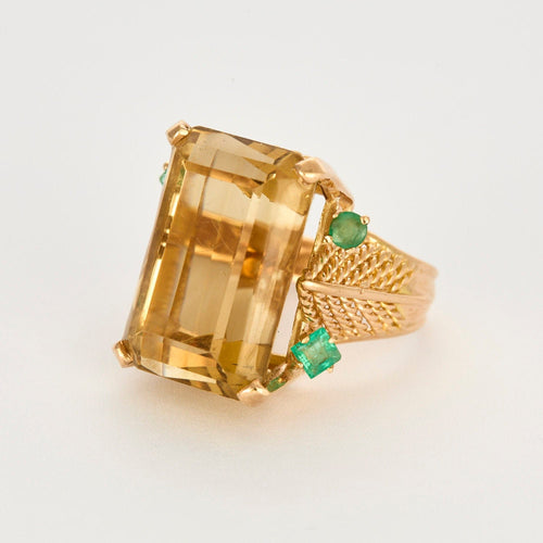 Bague 56.5 BAGUE CITRINE EMERAUDES 58 Facettes 32600168