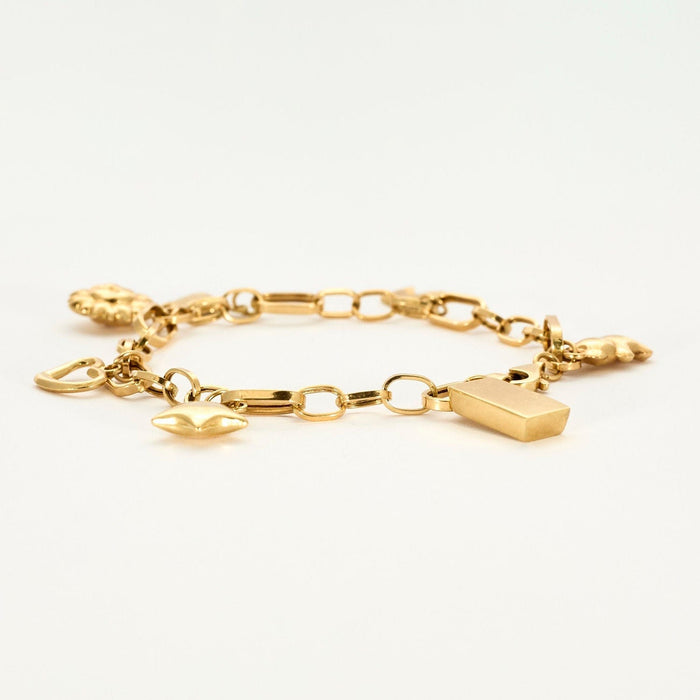 Bracelet Gourmette breloque en or jaune 58 Facettes LP819