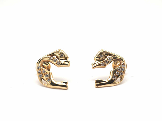 Boucles d'oreilles Boucles d'oreilles panthère or jaune 750 mil et diamants 58 Facettes