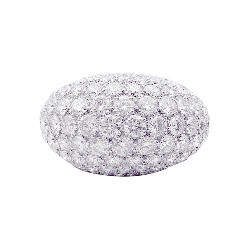 Bague 56 Bague dôme, or blanc, diamants. 58 Facettes 32892