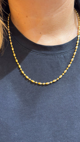 Collier Chaîne à motifs boules et ovales en or jaune 18 carats 58 Facettes