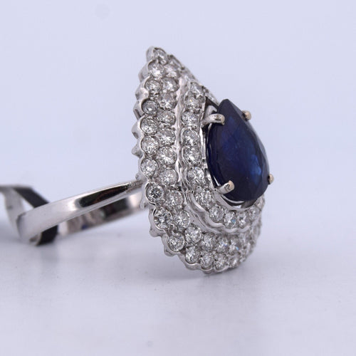 Bague 57 Bague en or blanc avec saphir et diamants 58 Facettes