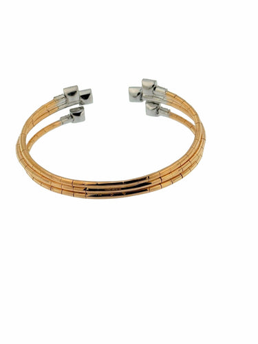 Bracelet Bracelet manchette or rose et or blanc, diamants naturels 58 Facettes