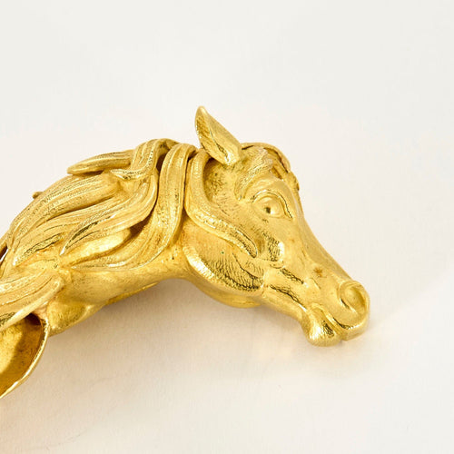 HERMES - Bracelet jonc en or jaune a motif de cheval